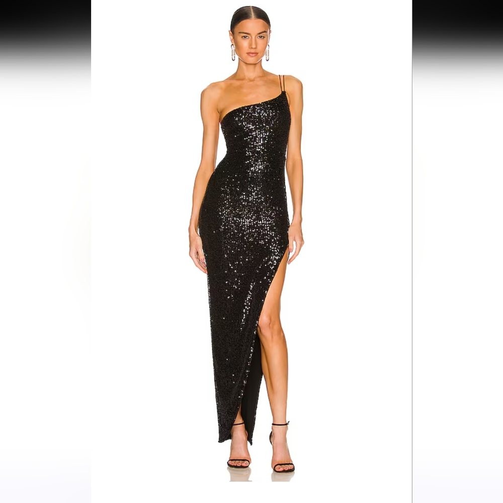 Nookie Leilani One Shoulder Gown in Black Revolve